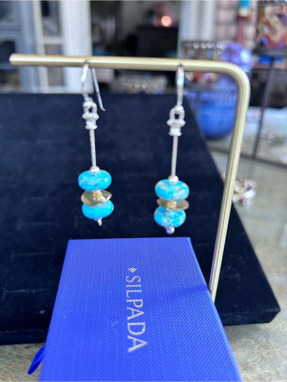 Silpada Turquoise and  sterling silver Drop Earrings. new